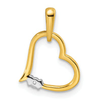 14k Two-tone Polished Heart Diamond Pendant-PM8548-005-YA