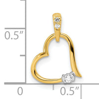 14k Two-tone Polished Heart Diamond Pendant-PM8548-005-YA