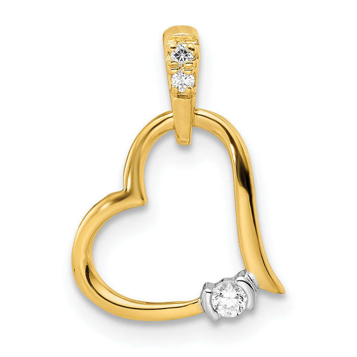 14k Two-tone Polished Heart Diamond Pendant-PM8548-005-YA