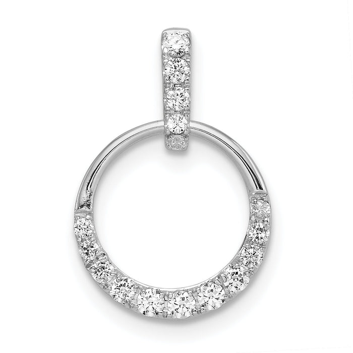 14k White Gold Circle Diamond Pendant-PM8556-027-WA