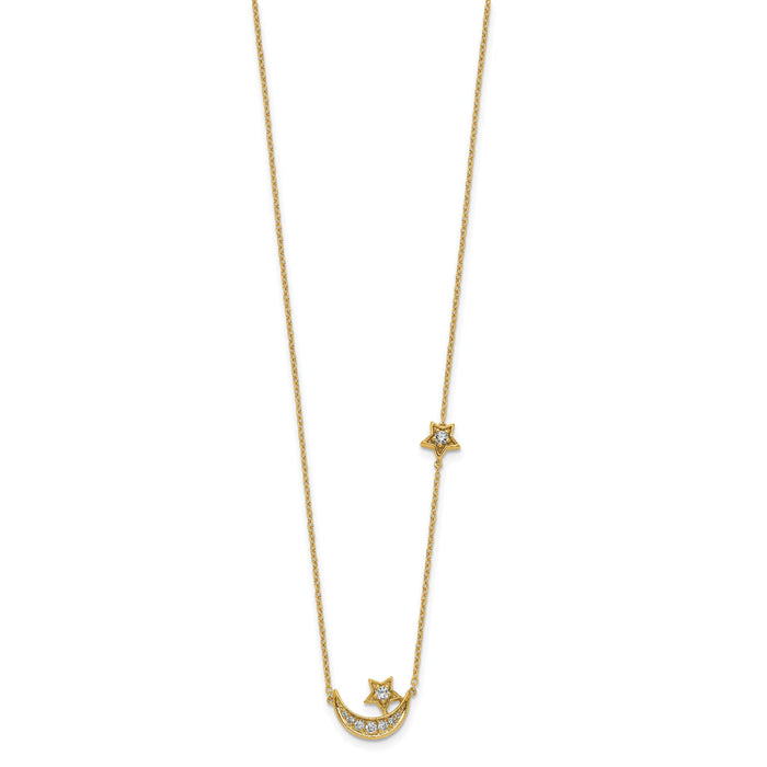14k Moon & Star Diamond 18in Necklace-PM8563-020-YA