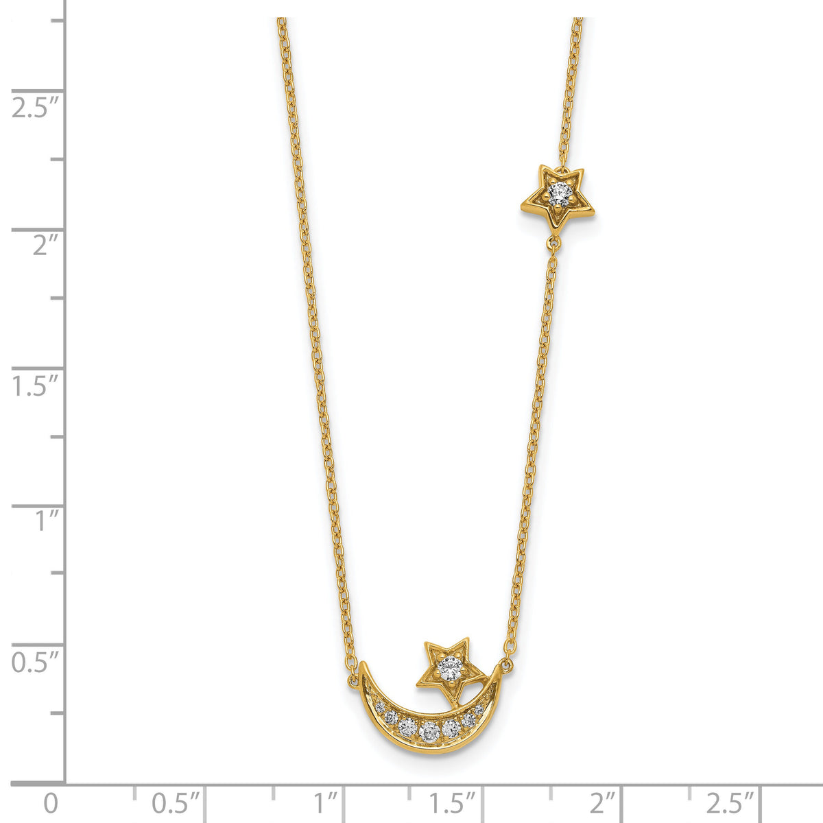 14k Moon & Star Diamond 18in Necklace-PM8563-020-YA