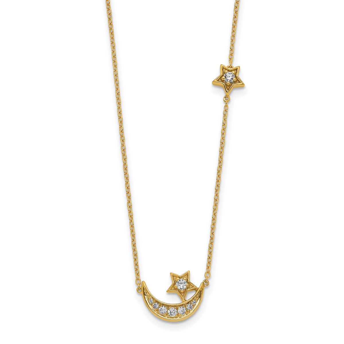 14k Moon & Star Diamond 18in Necklace-PM8563-020-YA