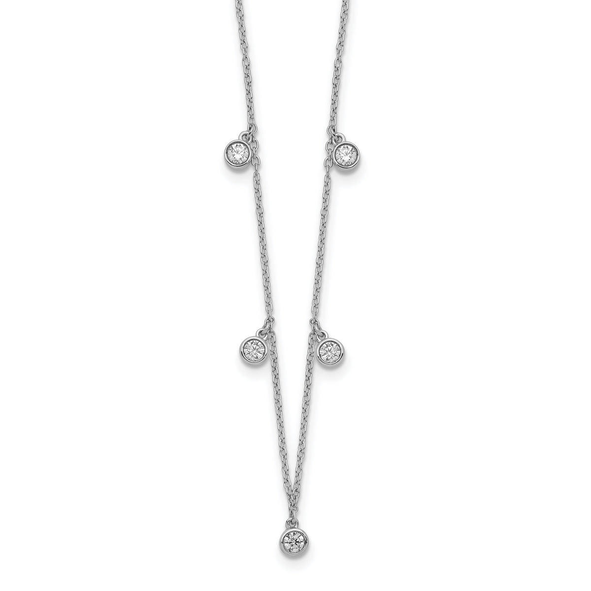 14k White Gold 5-station Diamond 18in Necklace-PM8566-038-WA