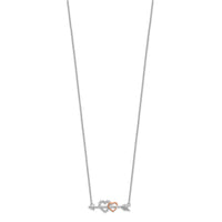 14k Two-tone Diamond Hearts on Arrow 18in Necklace-PM8569-005-WRA