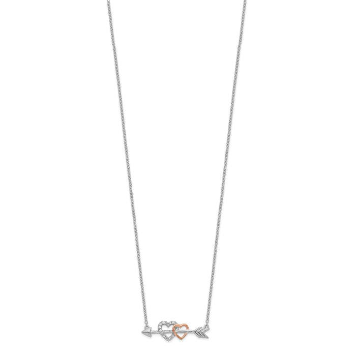 14k Two-tone Diamond Hearts on Arrow 18in Necklace-PM8569-005-WRA