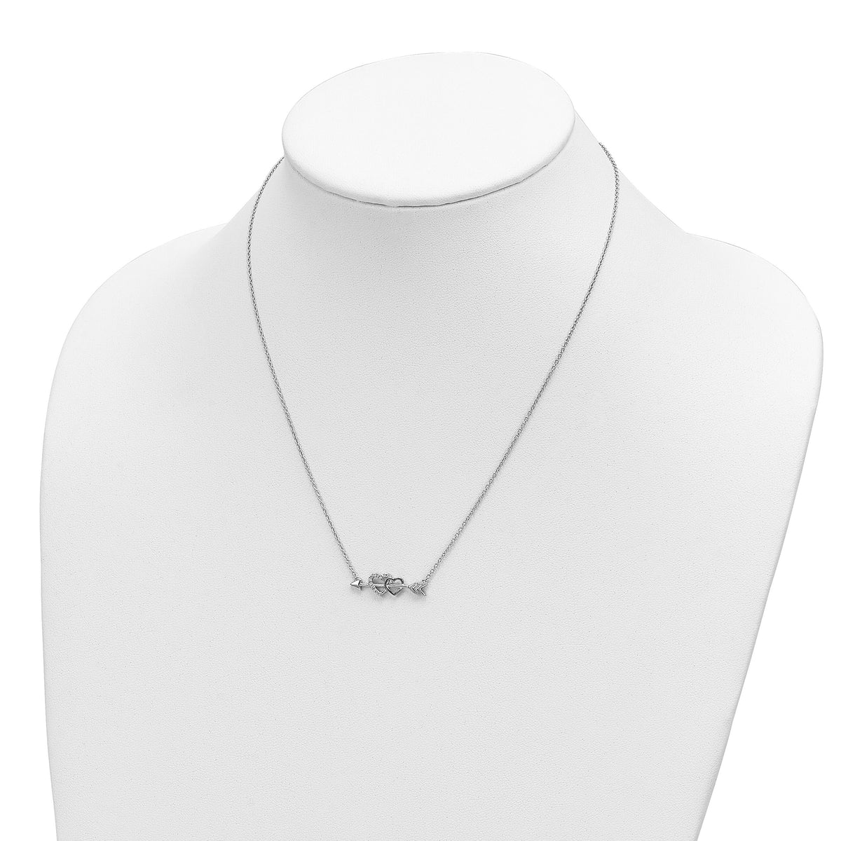 14k Two-tone Diamond Hearts on Arrow 18in Necklace-PM8569-005-WRA