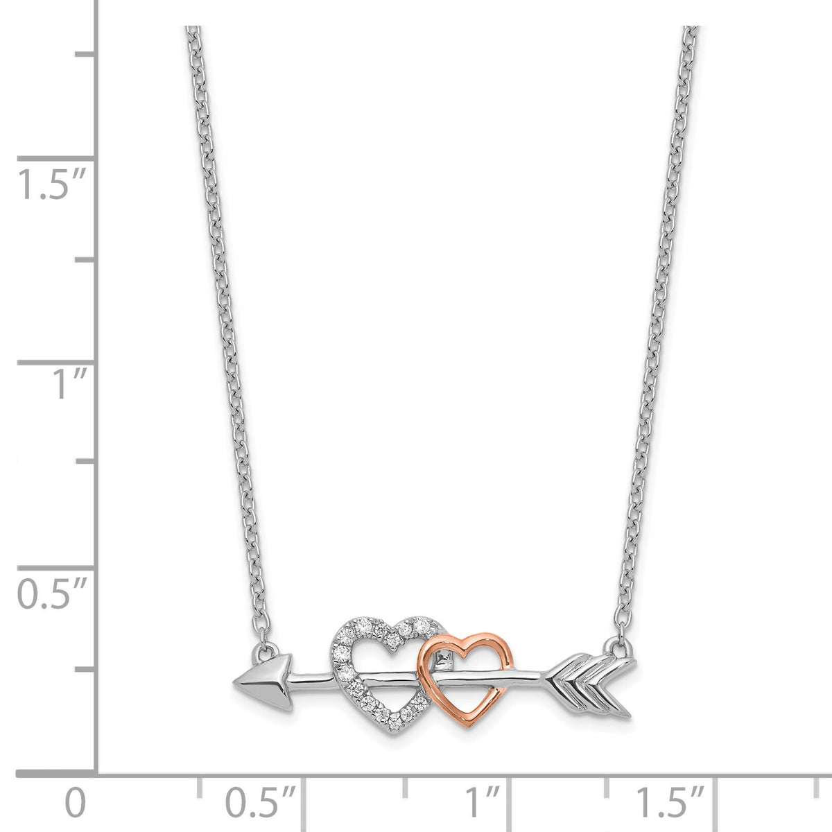 14k Two-tone Diamond Hearts on Arrow 18in Necklace-PM8569-005-WRA