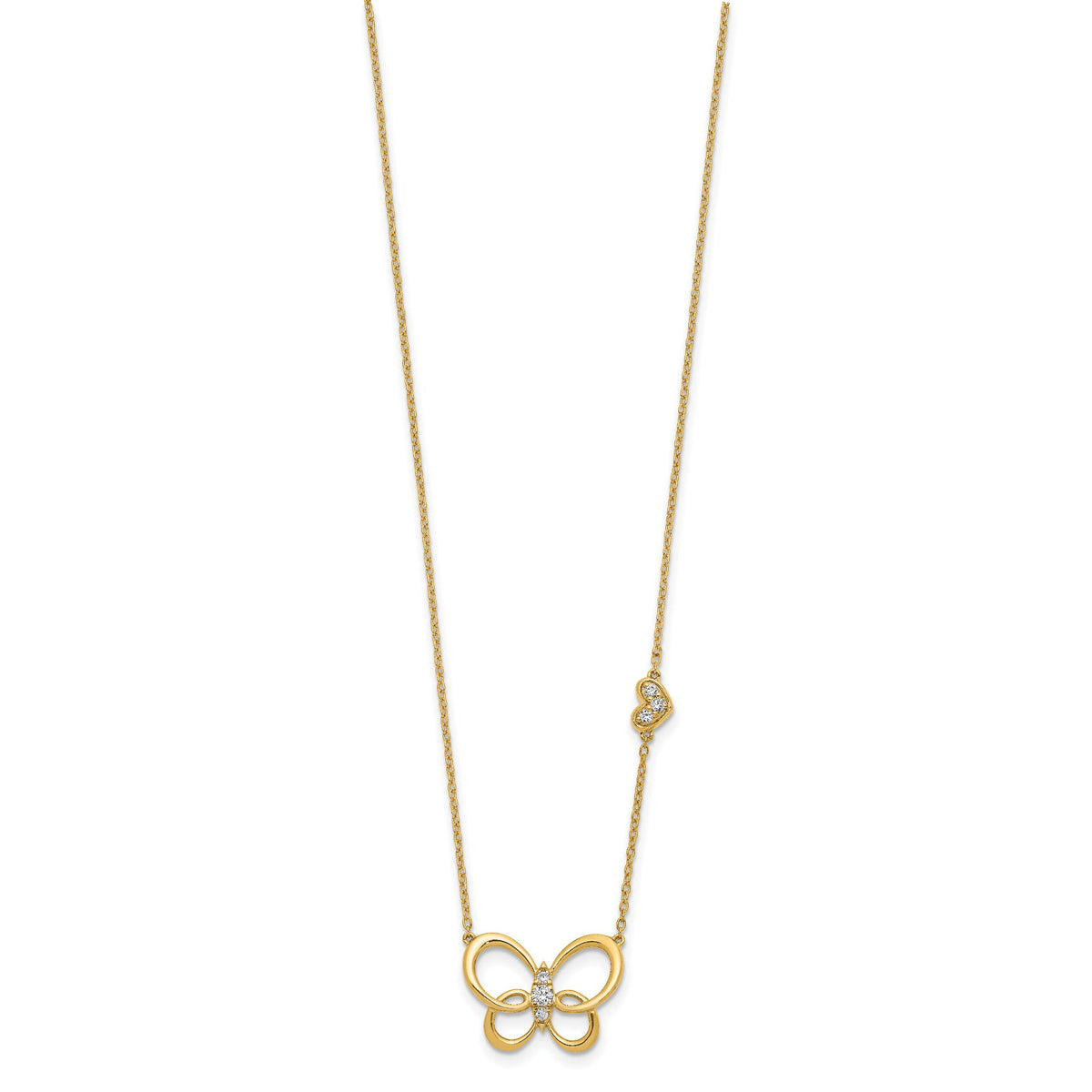 14k Diamond Butterfly 18in Necklace-PM8570-015-YA