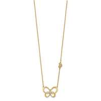 14k Diamond Butterfly 18in Necklace-PM8570-015-YA