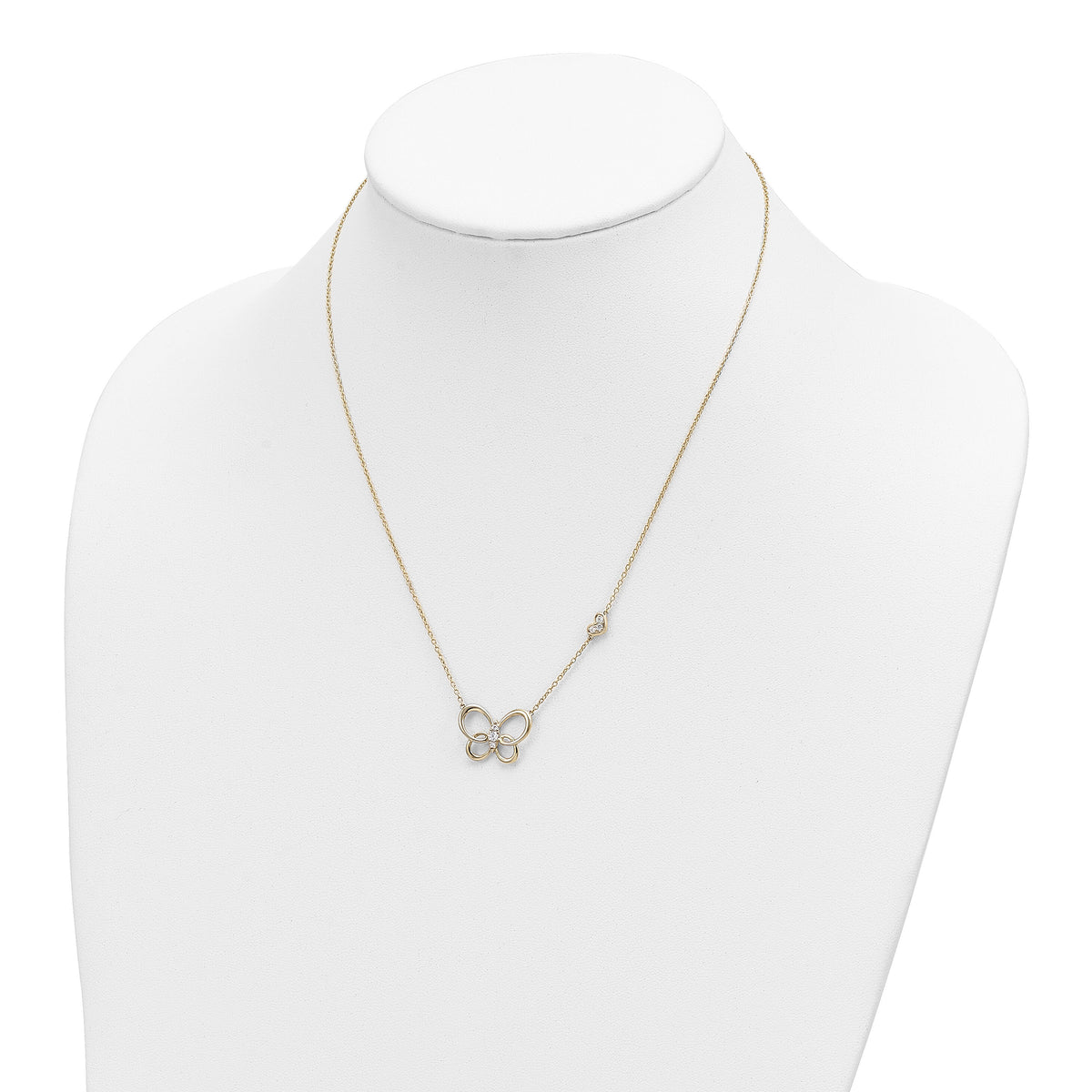 14k Diamond Butterfly 18in Necklace-PM8570-015-YA