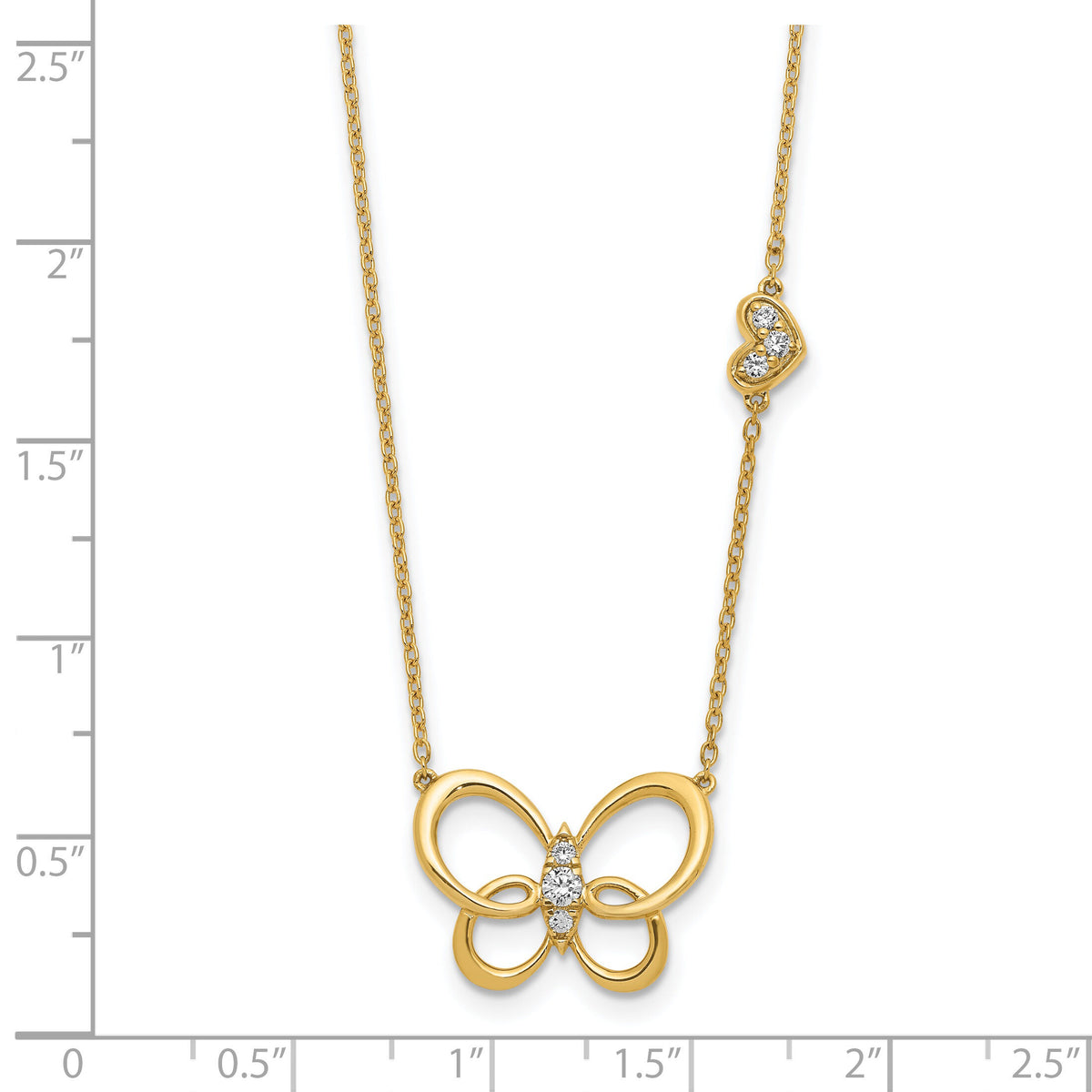 14k Diamond Butterfly 18in Necklace-PM8570-015-YA