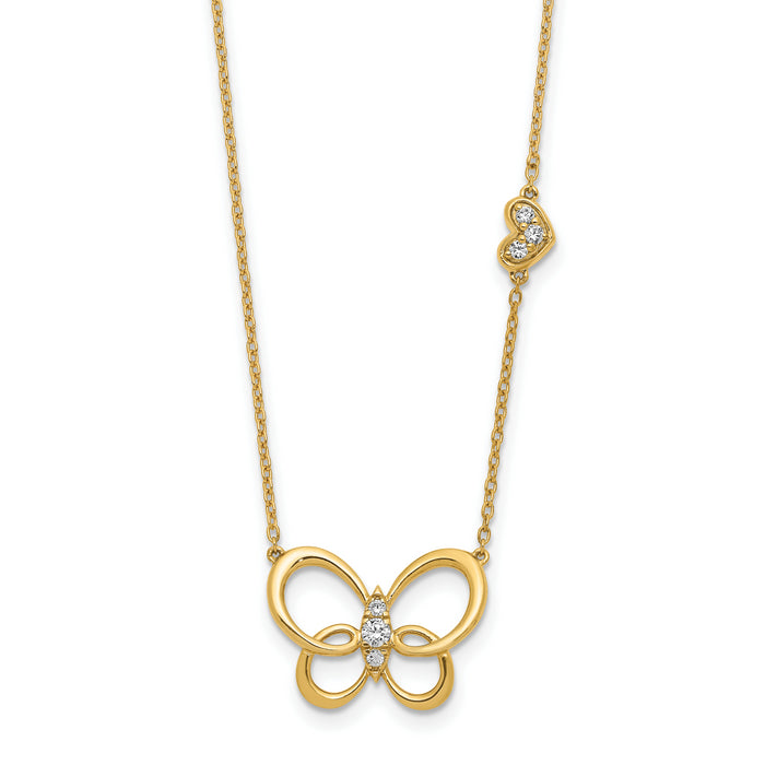 14k Diamond Butterfly 18in Necklace-PM8570-015-YA