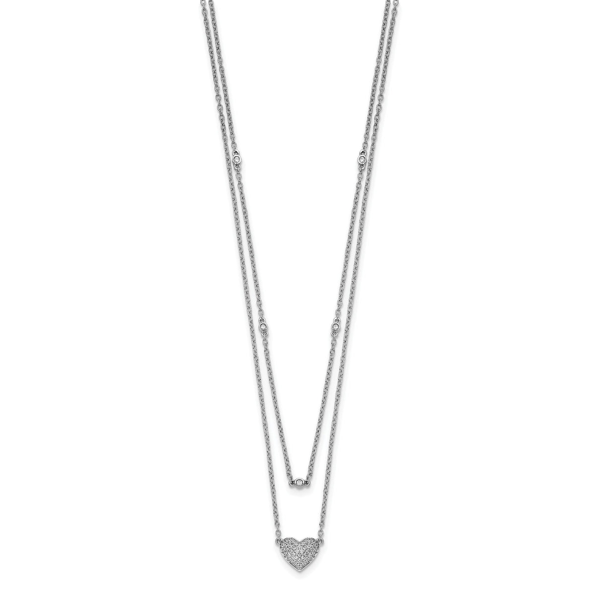 14k White Gold Double Strand Heart 18in Necklace-PM8572-021-WA