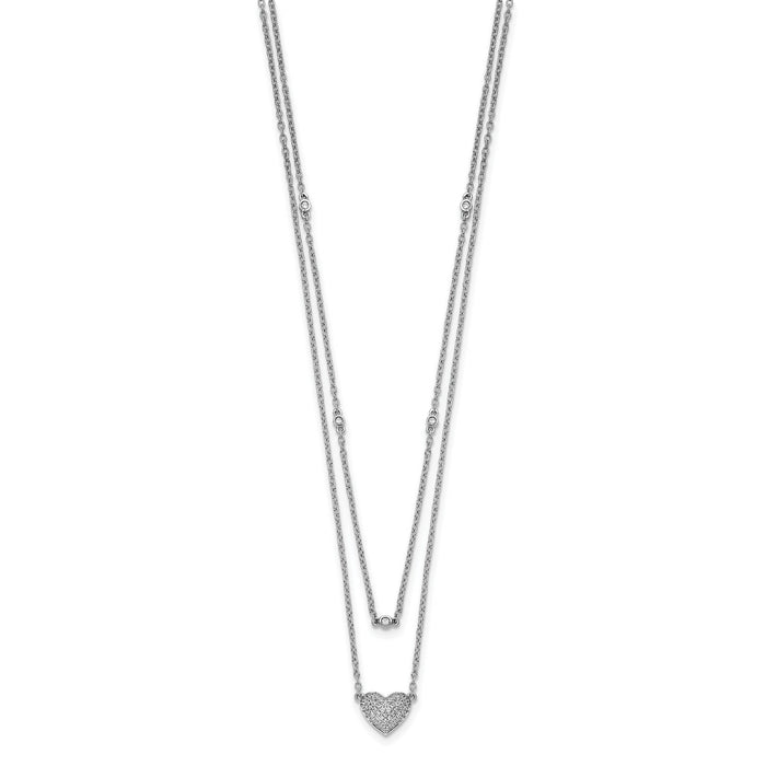 14k White Gold Double Strand Heart 18in Necklace-PM8572-021-WA