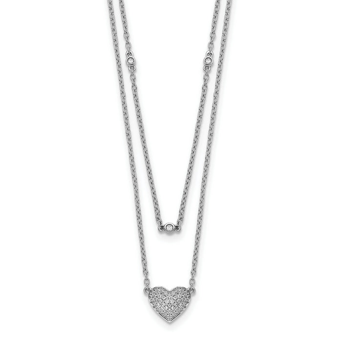 14k White Gold Double Strand Heart 18in Necklace-PM8572-021-WA