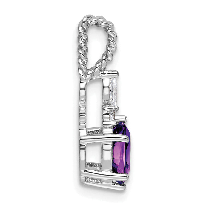 14K White Gold Polished Diamond and Amethyst Twisted Chain Slide-PM9791-AM-009-WAA