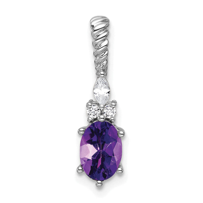 14K White Gold Polished Diamond and Amethyst Twisted Chain Slide-PM9791-AM-009-WAA