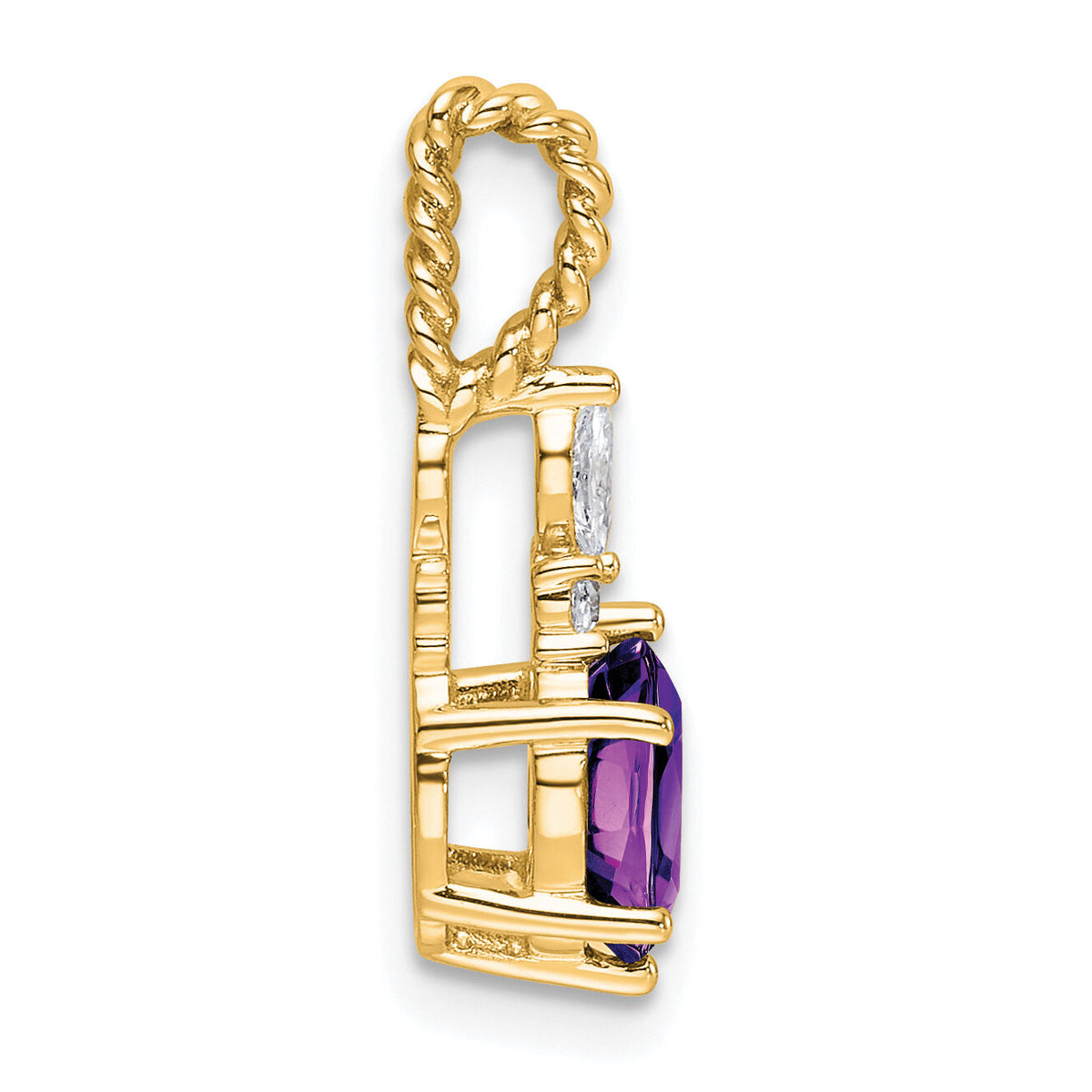 14K Polished Diamond and Amethyst Twisted Chain Slide-PM9791-AM-009-YAA