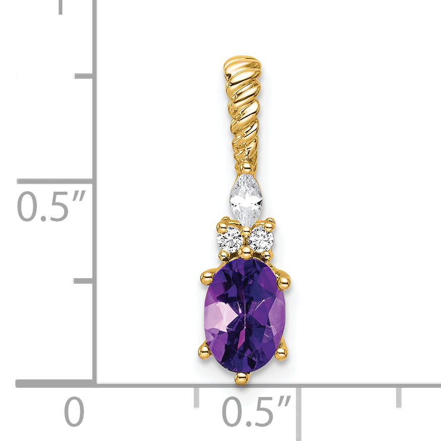 14K Polished Diamond and Amethyst Twisted Chain Slide-PM9791-AM-009-YAA