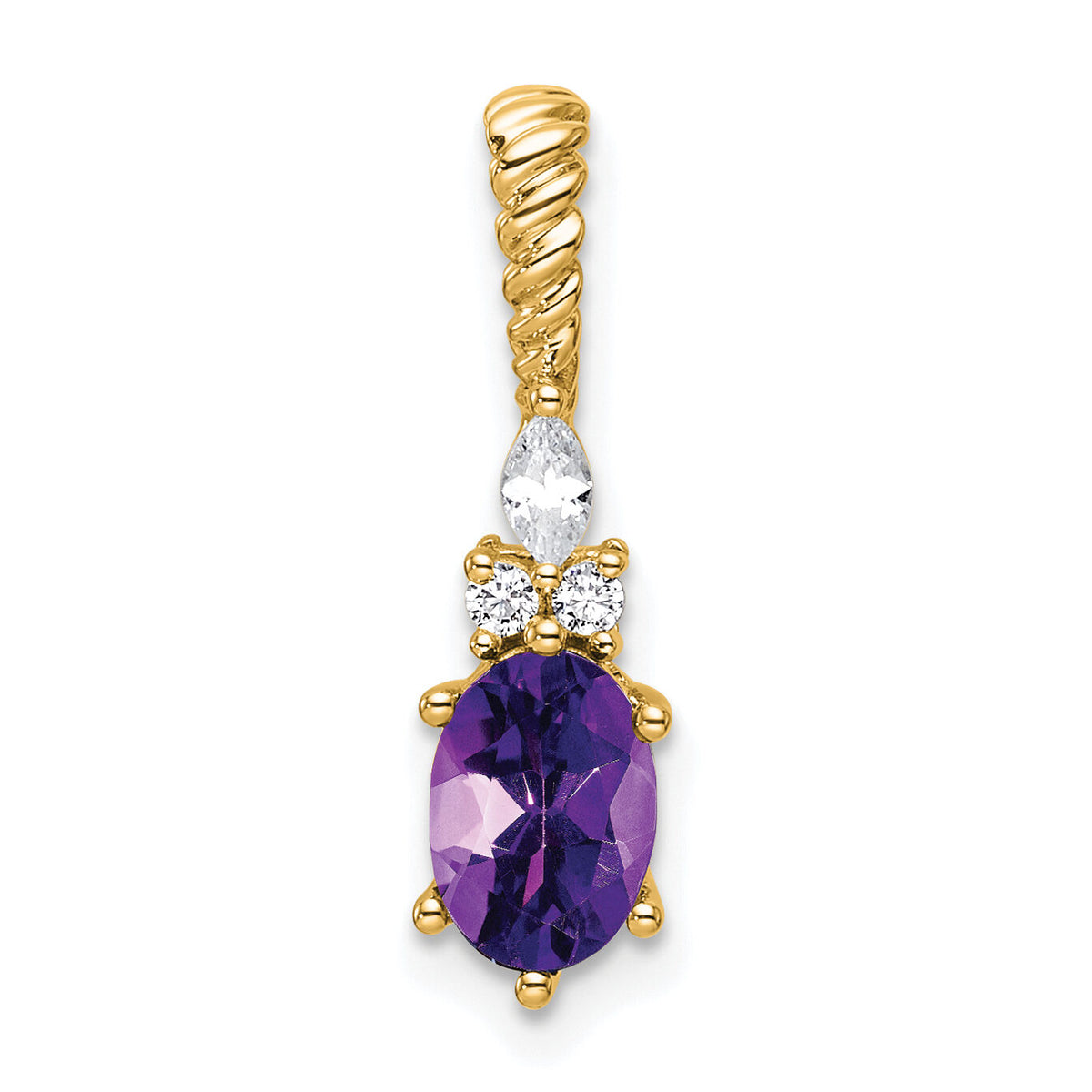 14K Polished Diamond and Amethyst Twisted Chain Slide-PM9791-AM-009-YAA