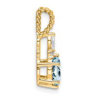 14K Polished Diamond and Aquamarine Twisted Chain Slide-PM9791-AQ-009-YAA