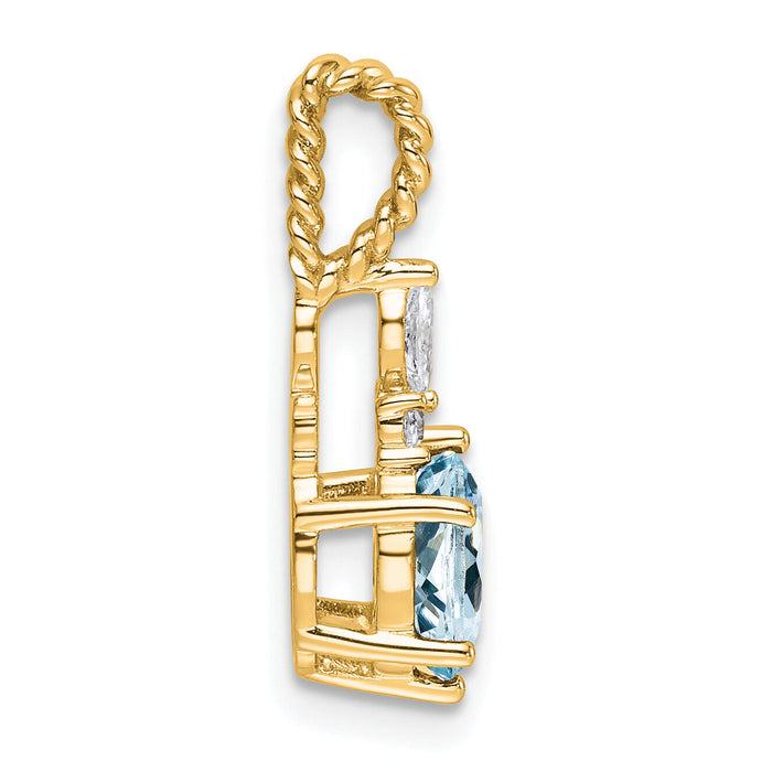 14K Polished Diamond and Aquamarine Twisted Chain Slide-PM9791-AQ-009-YAA