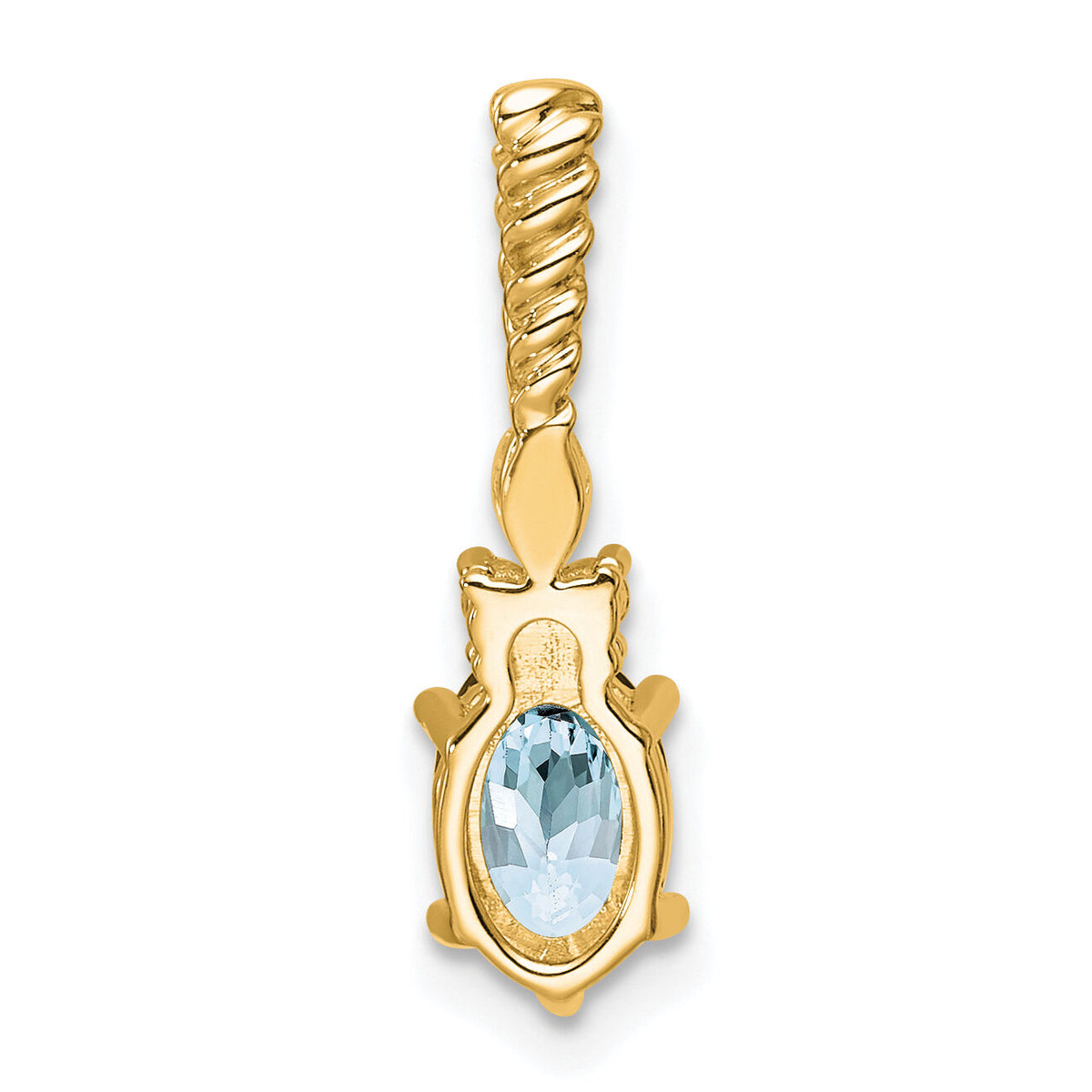 14K Polished Diamond and Aquamarine Twisted Chain Slide-PM9791-AQ-009-YAA