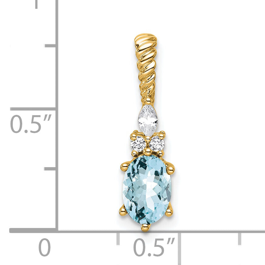 14K Polished Diamond and Aquamarine Twisted Chain Slide-PM9791-AQ-009-YAA