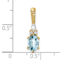 14K Polished Diamond and Aquamarine Twisted Chain Slide-PM9791-AQ-009-YAA