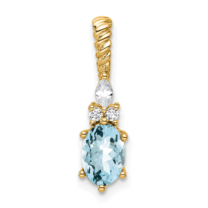 14K Polished Diamond and Aquamarine Twisted Chain Slide-PM9791-AQ-009-YAA