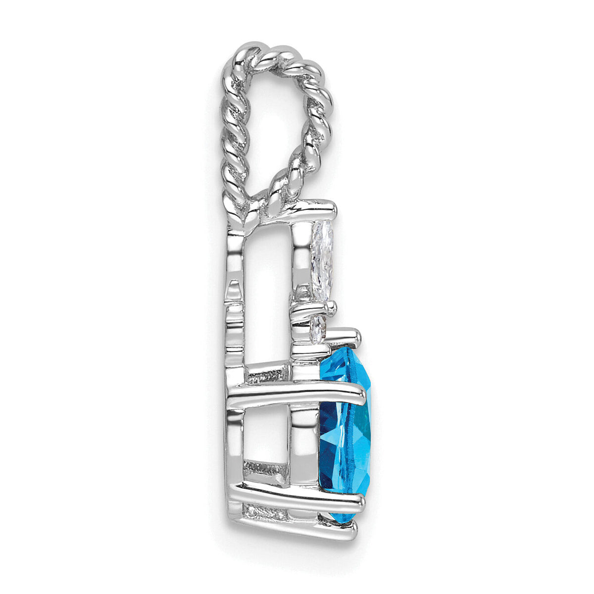 14K White Gold Polished Diamond and Blue Topaz Twisted Chain Slide-PM9791-BT-009-WAA