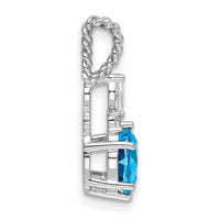 14K White Gold Polished Diamond and Blue Topaz Twisted Chain Slide-PM9791-BT-009-WAA
