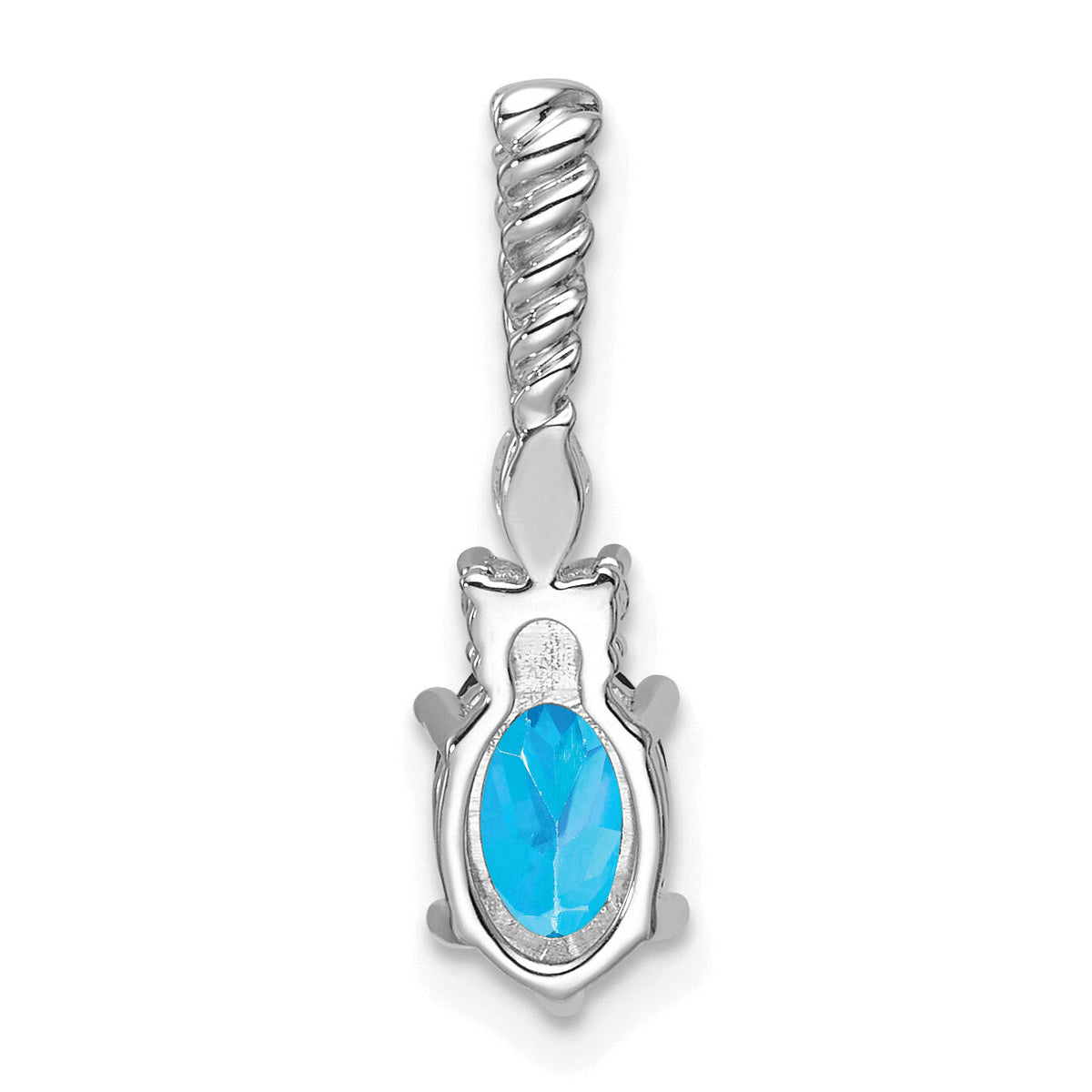 14K White Gold Polished Diamond and Blue Topaz Twisted Chain Slide-PM9791-BT-009-WAA