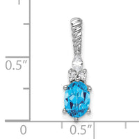 14K White Gold Polished Diamond and Blue Topaz Twisted Chain Slide-PM9791-BT-009-WAA