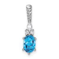 14K White Gold Polished Diamond and Blue Topaz Twisted Chain Slide-PM9791-BT-009-WAA