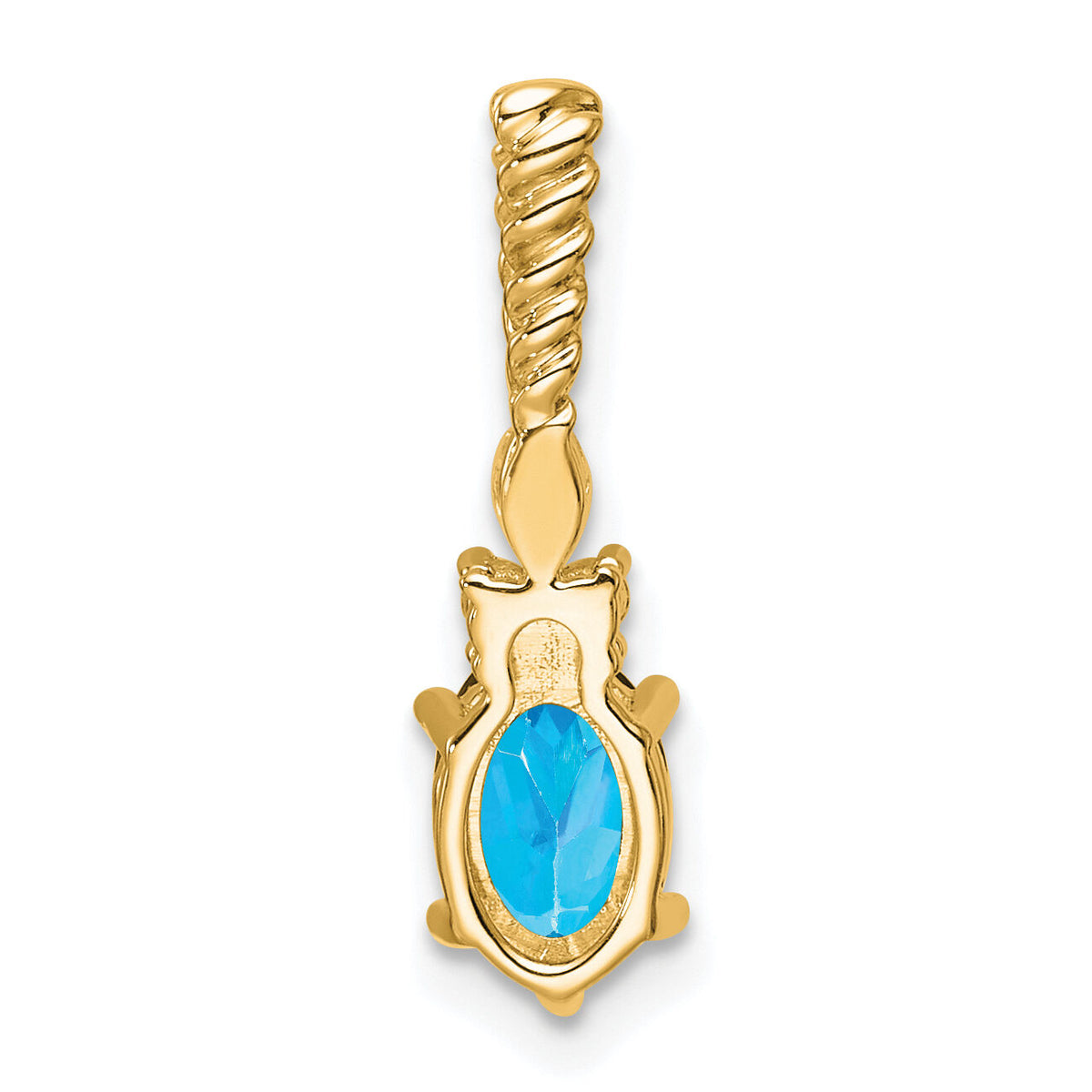 14K Polished Diamond and Blue Topaz Twisted Chain Slide-PM9791-BT-009-YAA