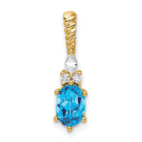 14K Polished Diamond and Blue Topaz Twisted Chain Slide-PM9791-BT-009-YAA