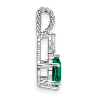 14K White Gold Polish Diamond and Lab Created Emerald Twisted Chain Slide-PM9791-CEM-009-WAA