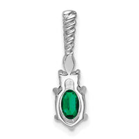 14K White Gold Polish Diamond and Lab Created Emerald Twisted Chain Slide-PM9791-CEM-009-WAA