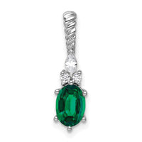 14K White Gold Polish Diamond and Lab Created Emerald Twisted Chain Slide-PM9791-CEM-009-WAA