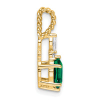 14K Polish Diamond and Lab Created Emerald Twisted Chain Slide-PM9791-CEM-009-YAA