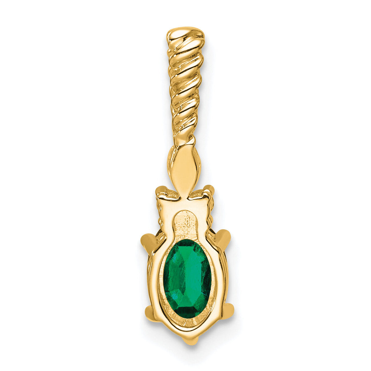 14K Polish Diamond and Lab Created Emerald Twisted Chain Slide-PM9791-CEM-009-YAA