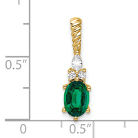 14K Polish Diamond and Lab Created Emerald Twisted Chain Slide-PM9791-CEM-009-YAA