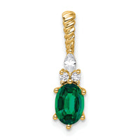 14K Polish Diamond and Lab Created Emerald Twisted Chain Slide-PM9791-CEM-009-YAA