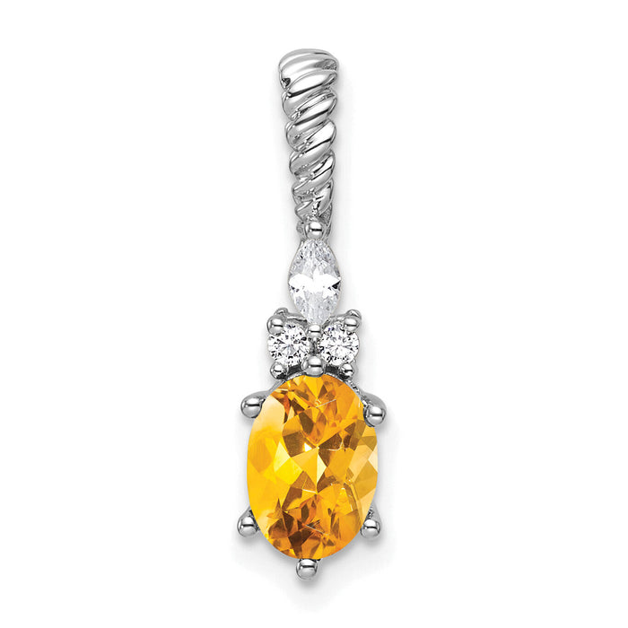 14K White Gold Polished Diamond and Citrine Twisted Chain Slide-PM9791-CI-009-WAA