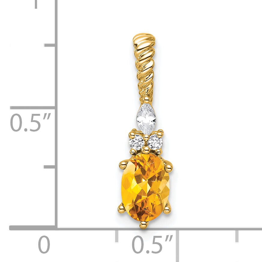 14K Polished Diamond and Citrine Twisted Chain Slide-PM9791-CI-009-YAA