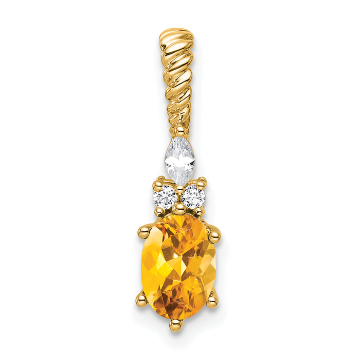 14K Polished Diamond and Citrine Twisted Chain Slide-PM9791-CI-009-YAA
