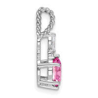 14K White Gold Polish Diamond & Lab Created Pink Sapphire Twisted Chain Sli-PM9791-CPS-009-WAA