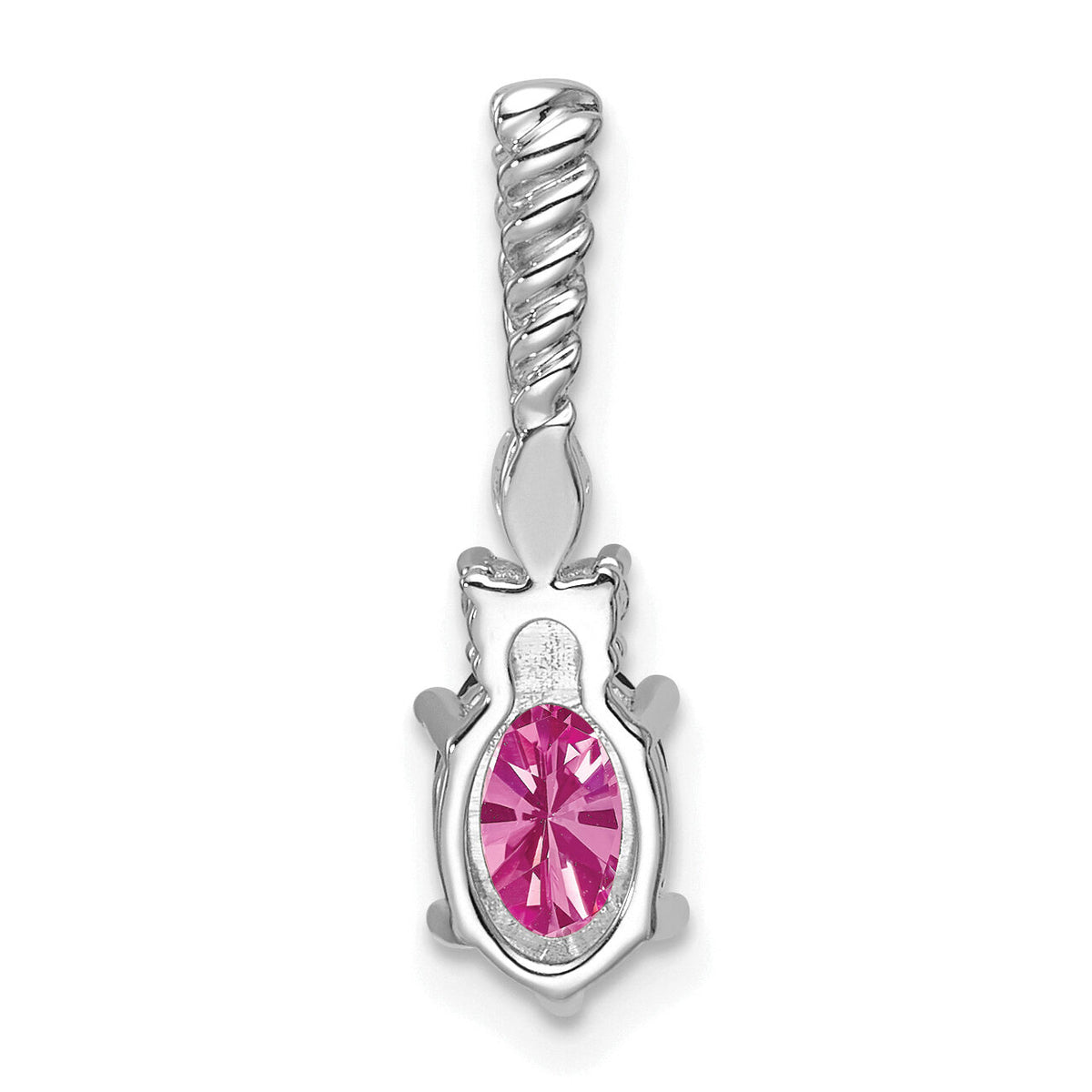 14K White Gold Polish Diamond & Lab Created Pink Sapphire Twisted Chain Sli-PM9791-CPS-009-WAA